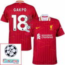 Liverpool Gakpo 18 Home 2024/25 Patches UCL UEFA Foundation (Official Printing)