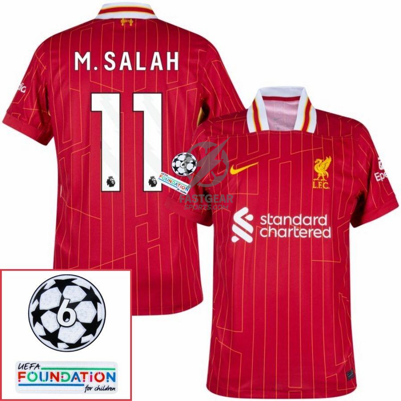 Liverpool Home 2024/25 Patches UCL UEFA Foundation (Official Printing)
