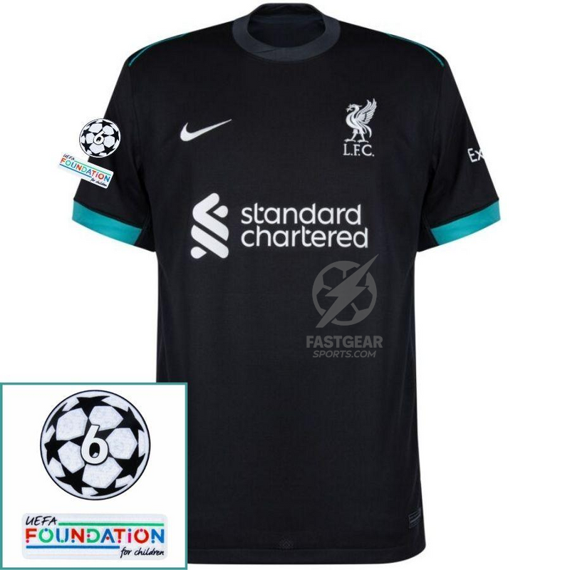 Liverpool Mohamed Salah 11 Away 2024/25 Patches UCL UEFA Foundation (Official Printing)