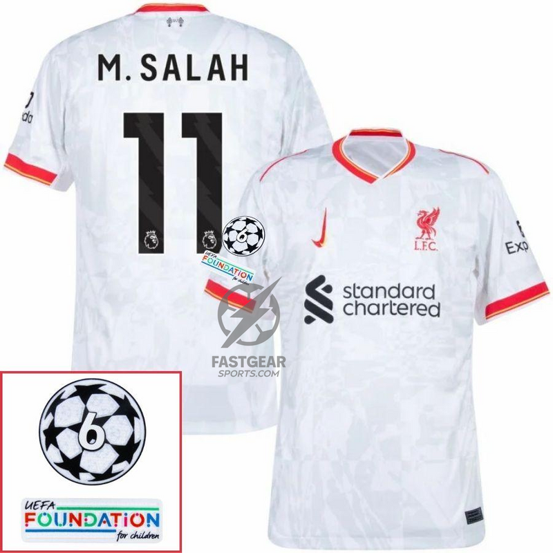 Liverpool Mohamed Salah 11 Away 2024/25 Patches UCL UEFA Foundation (Official Printing)