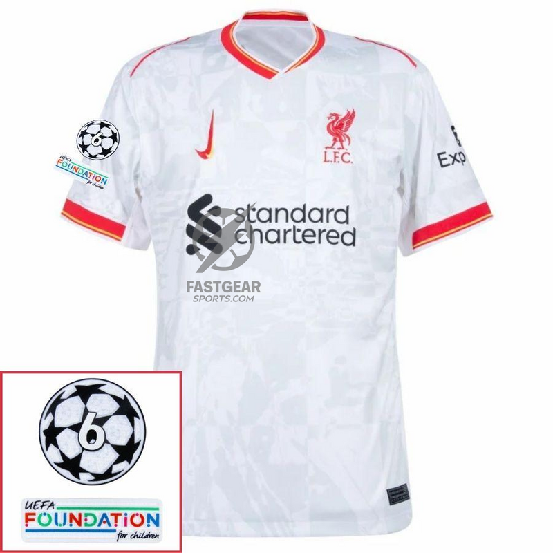 Liverpool Mohamed Salah 11 Away 2024/25 Patches UCL UEFA Foundation (Official Printing)