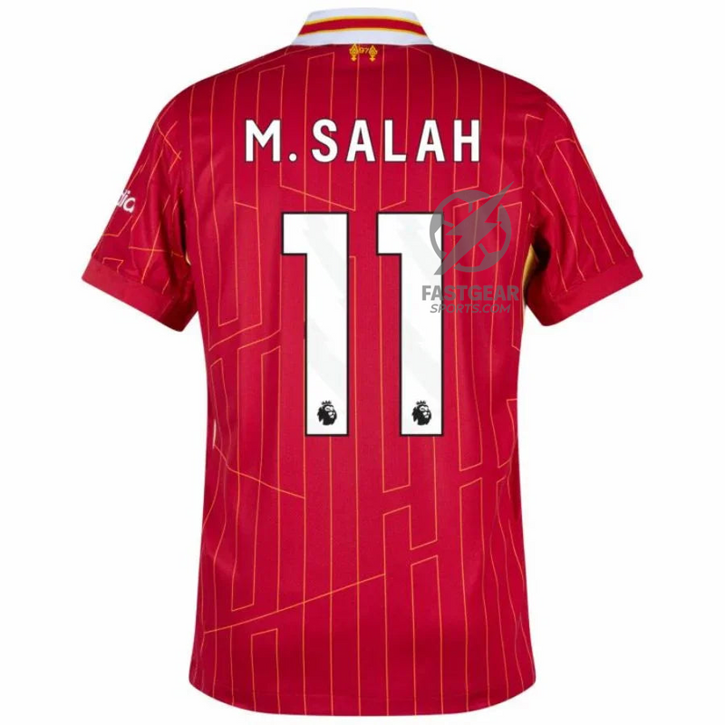 Liverpool Mohamed Salah 11 Home Fan Jersey 2024/25 Patches UCL UEFA Foundation (Official Printing)