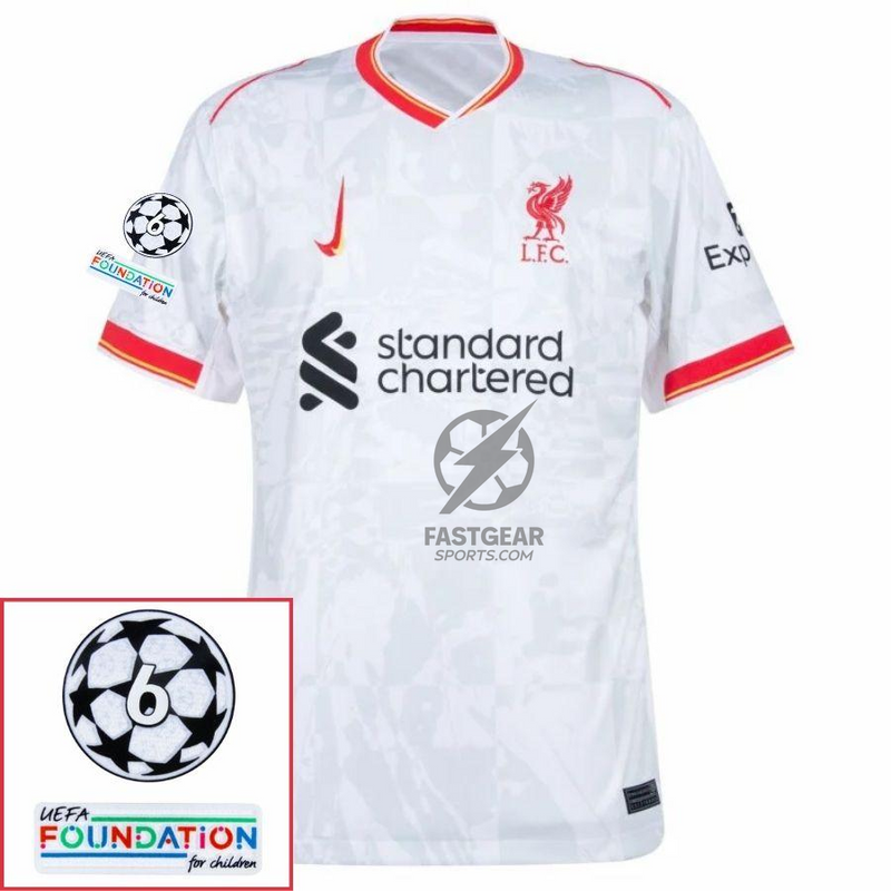 Liverpool Virgil 4 Away 2024/25 Patches UCL UEFA Foundation (Official Printing)