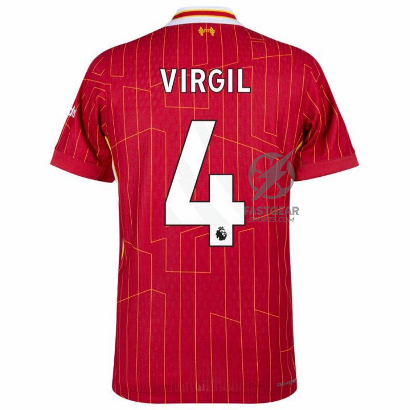 Liverpool Virgil 4 Home 2024/25 Patches UCL UEFA Foundation (Official Printing)