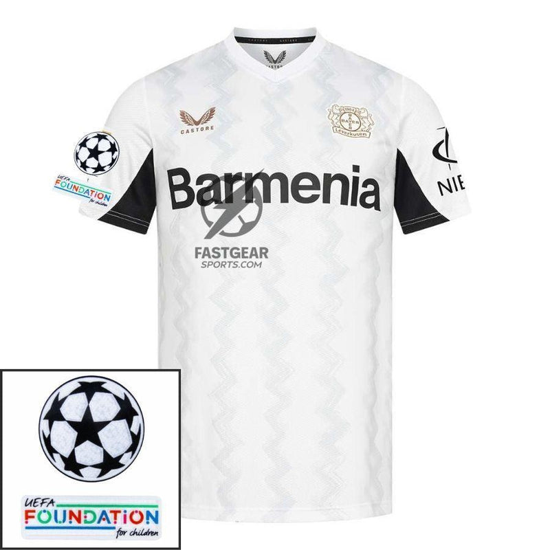 Bayer 04 Leverkusen Wirtz 10 Away Fan Jersey 2024/25 Patches UCL UEFA Foundation (Official Printing)