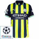 Manchester City De Bruyne 17 Away 2024/25 Patches UCL UEFA Foundation (Official Printing)
