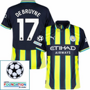 Manchester City De Bruyne 17 Away 2024/25 Patches UCL UEFA Foundation (Official Printing)