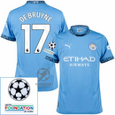 Manchester City De Bruyne 17 Home 2024/25 Patches UCL UEFA Foundation (Official Printing)