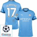 Manchester City De Bruyne 17 Home 2024/25 Patches UCL UEFA Foundation (Official Printing)