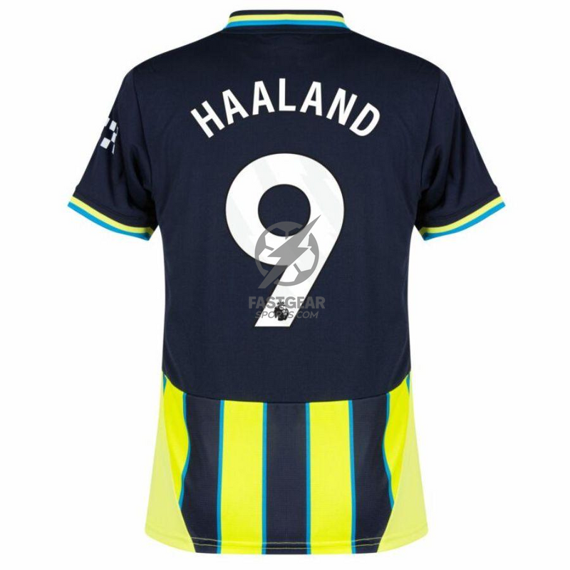 Manchester City Haaland 9 Away 2024/25 Patches UCL UEFA Foundation (Official Printing)