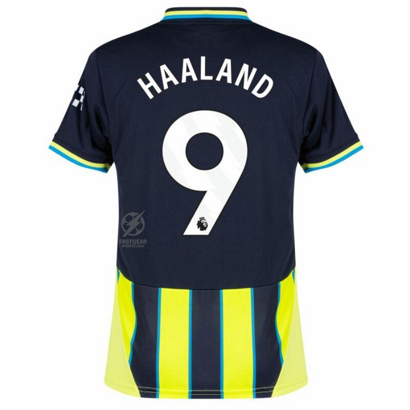 Manchester City Haaland 9 Away 2024/25 Patches UCL UEFA Foundation (Official Printing)