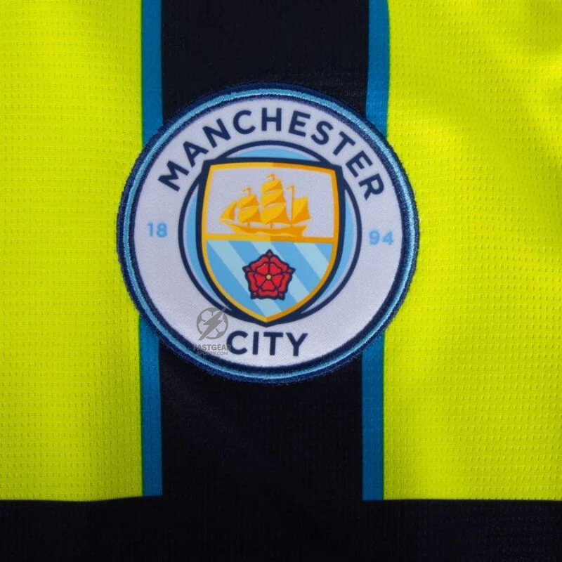 Manchester City Haaland 9 Away 2024/25 Patches UCL UEFA Foundation (Official Printing)