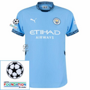 Manchester City Home 2024/25 Patches UCL UEFA Foundation (Official Printing)