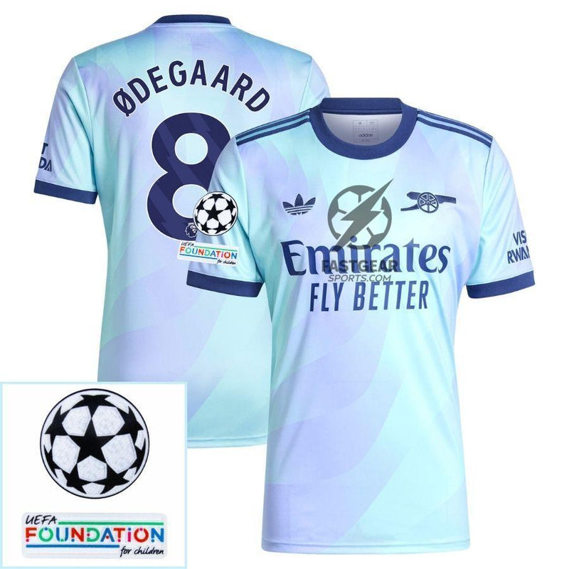 Arsenal Third Fan Jersey 2024/25 Patches UCL UEFA Foundation (Official Printing)