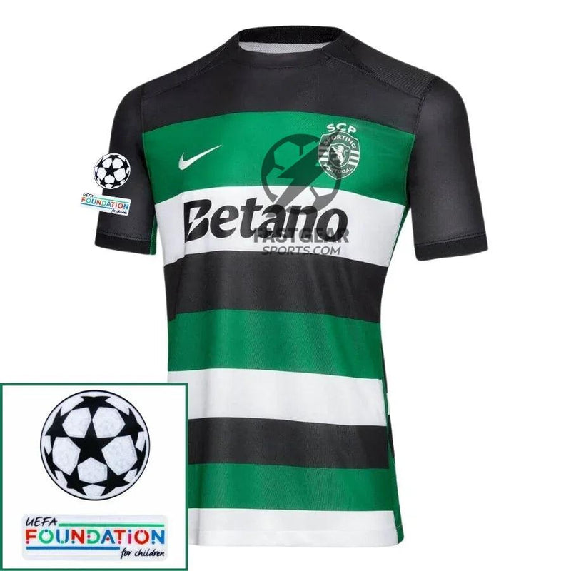 Sporting CP Fan Jersey Home 2024/25 Patches UCL UEFA Foundation (Official Printing)