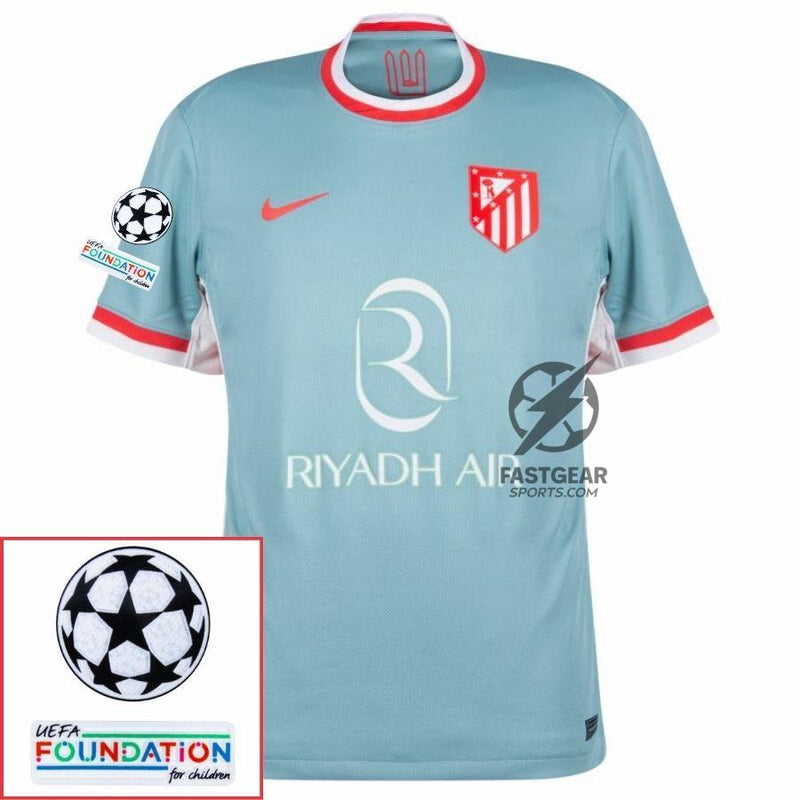 Atlético Madrid Griezmann 7 Away Fan Jersey 2024/25 Patches UCL UEFA Foundation (Official Printing)