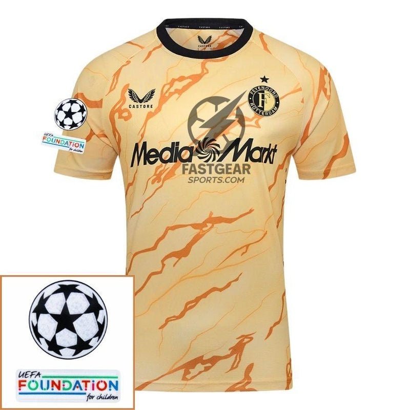 Feyenoord Fourth 2024/25 Patches UCL UEFA Foundation (Official Printing)