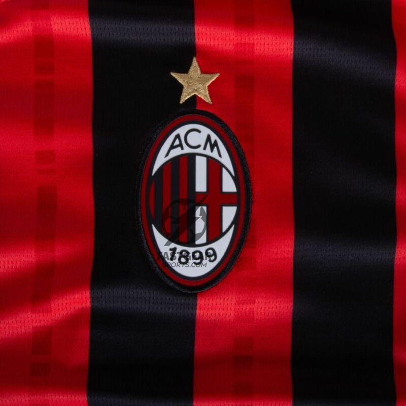 AC Milan Home Fan Jersey 2024/25 Patches UCL UEFA Foundation (Official Printing)