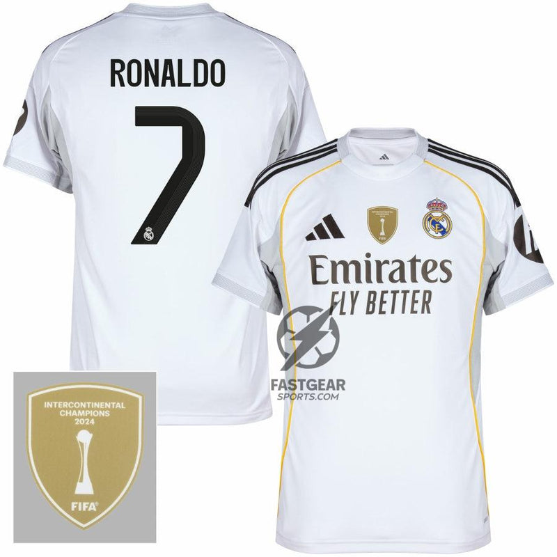 Real Madrid Ronaldo 7 Home Fan Jersey 2025/26 FIFA Intercontinental Champions Patch
