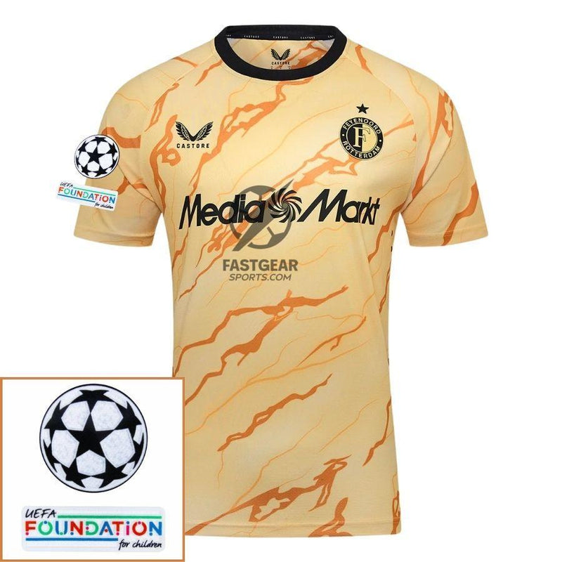 Feyenoord Fourth 2024/25 Patches UCL UEFA Foundation (Official Printing)