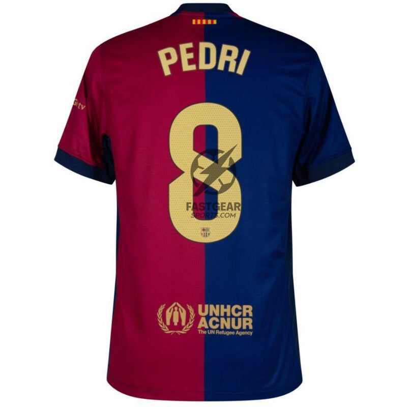 Barcelona Pedri 8 Home 2024/25 Patches UCL UEFA Foundation (Official Printing)