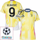 Juventus Vlahovic 9 Away 2024/25 Patches UCL UEFA Foundation (Official Printing)