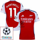 Arsenal Martinelli 11 Home Fan Jersey 2024/25 Patches UCL UEFA Foundation (Official Printing)