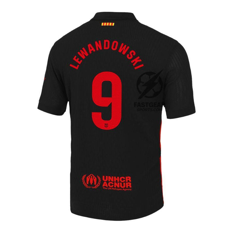 Barcelona Lewandowski 9 Away 2024/25 Patches UCL UEFA Foundation (Official Printing)