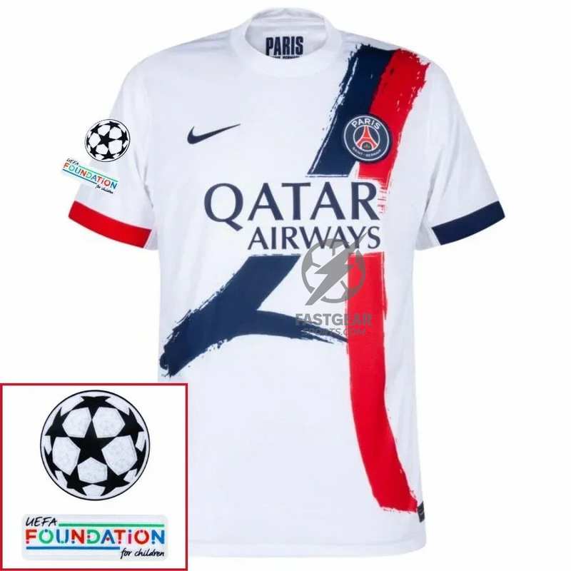 Paris Saint-Germain Barcola 29 Fan Jersey Away 2024/25 Patches UCL UEFA Foundation (Official Printing)
