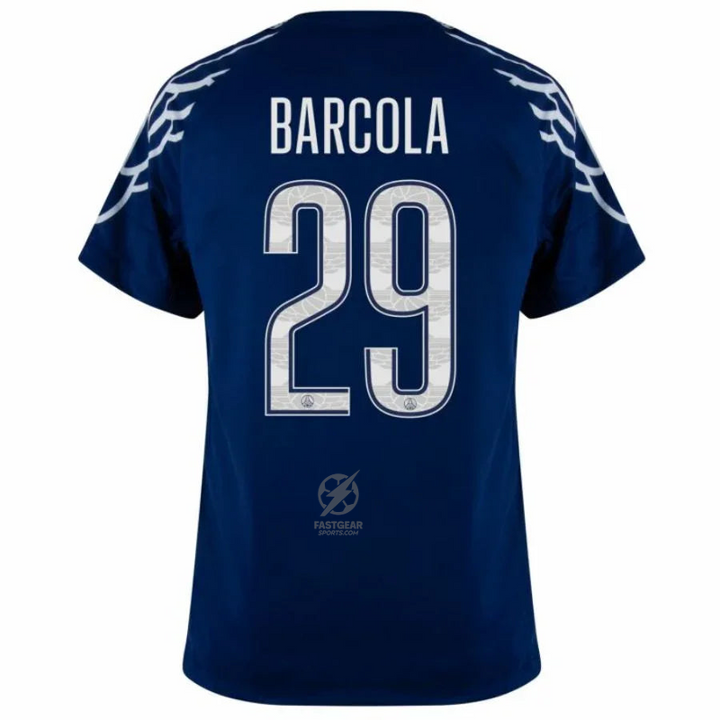 Paris Saint-Germain Barcola 29 Fan Jersey Fourth Jordan 2024/25 Patches UCL UEFA Foundation (Official Printing)