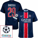 Paris Saint-Germain Barcola 29 Fan Jersey Home 2024/25 Patches UCL UEFA Foundation (Official Printing)