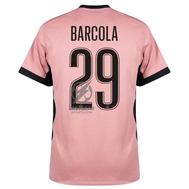 Paris Saint-Germain Barcola 29 Fan Jersey Third Jordan 2023/24 Patches UCL UEFA Foundation (Official Printing)