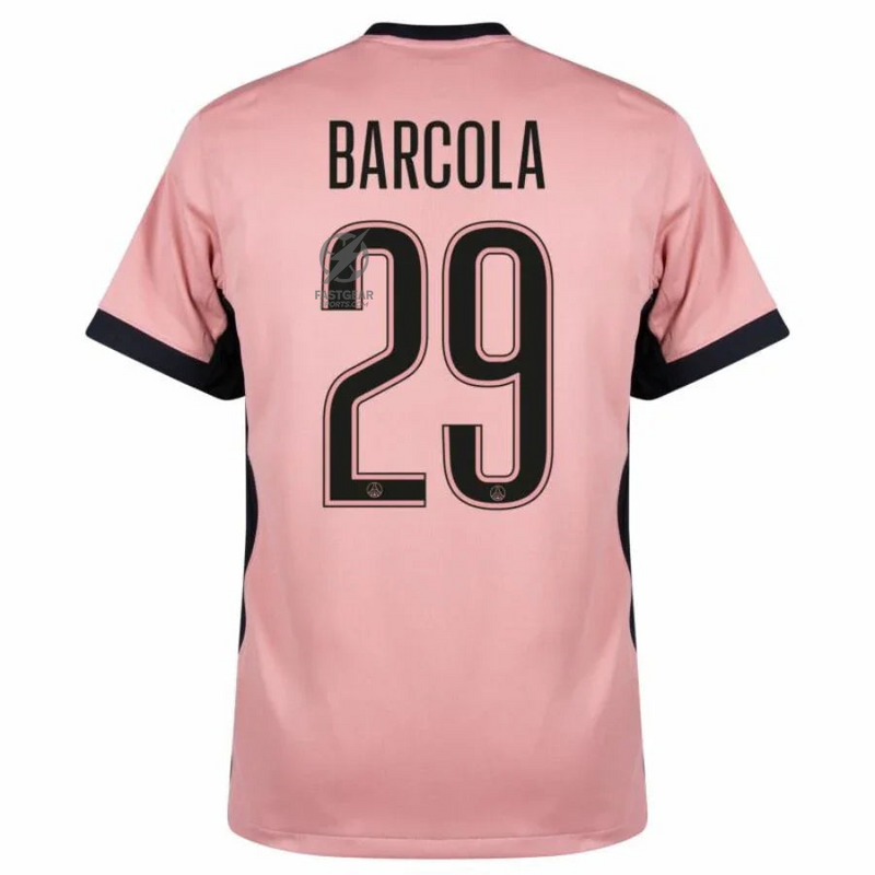 Paris Saint-Germain Barcola 29 Fan Jersey Third Jordan 2023/24 Patches UCL UEFA Foundation (Official Printing)