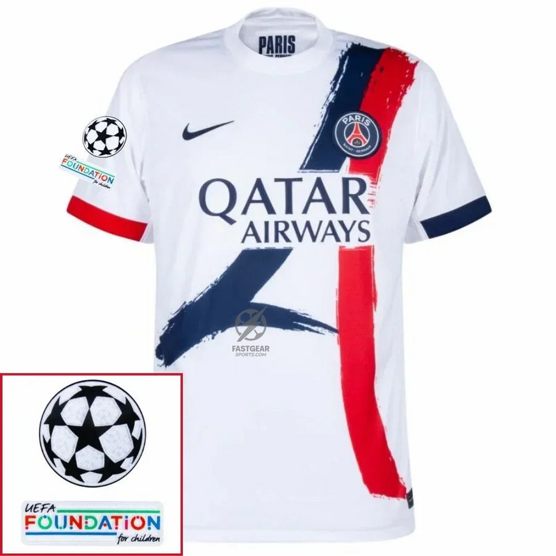 Paris Saint-Germain Fan Jersey Away 2024/25 Patches UCL UEFA Foundation (Official Printing)
