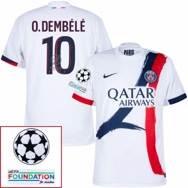 Paris Saint-Germain Fan Jersey Away 2024/25 Patches UCL UEFA Foundation (Official Printing)