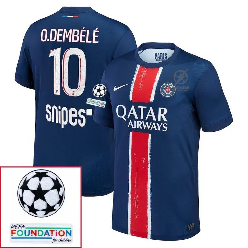Paris Saint-Germain Fan Jersey Home 2024/25 Patches UCL UEFA Foundation (Official Printing)