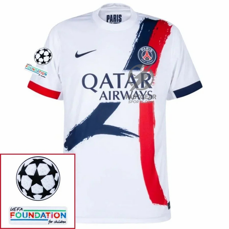 Paris Saint-Germain Kvaratskhelia 7 Fan Jersey Away 2024/25 Patches UCL UEFA Foundation (Official Printing)