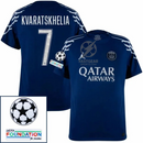 Paris Saint-Germain Kvaratskhelia 7 Fan Jersey Fourth Jordan 2024/25 Patches UCL UEFA Foundation (Official Printing)