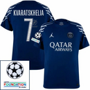 Paris Saint-Germain Kvaratskhelia 7 Fan Jersey Fourth Jordan 2024/25 Patches UCL UEFA Foundation (Official Printing)