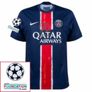 Paris Saint-Germain Kvaratskhelia 7 Fan Jersey Home 2024/25 Patches UCL UEFA Foundation (Official Printing)