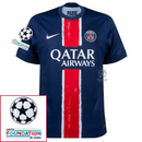 Paris Saint-Germain Kvaratskhelia 7 Fan Jersey Home 2024/25 Patches UCL UEFA Foundation (Official Printing)