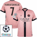 Paris Saint-Germain Kvaratskhelia 7 Fan Jersey Third Jordan 2023/24 Patches UCL UEFA Foundation (Official Printing)