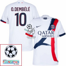 Paris Saint-Germain O.DEMBELE 10 Fan Jersey Away 2024/25 Patches UCL UEFA Foundation (Official Printing)