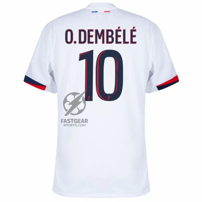 Paris Saint-Germain O.DEMBELE 10 Fan Jersey Away 2024/25 Patches UCL UEFA Foundation (Official Printing)