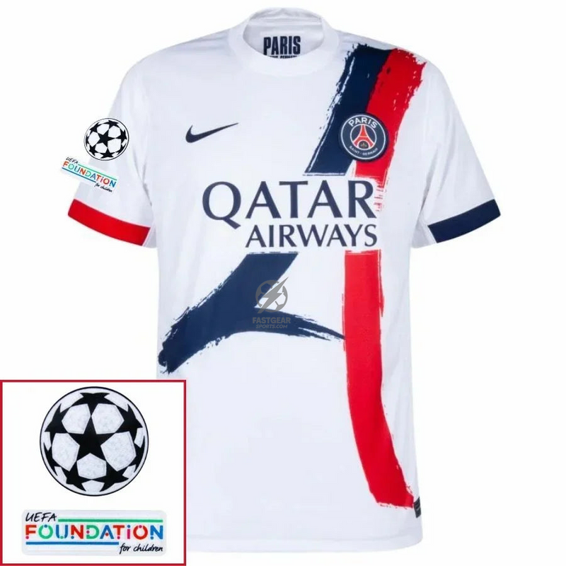 Paris Saint-Germain O.DEMBELE 10 Fan Jersey Away 2024/25 Patches UCL UEFA Foundation (Official Printing)