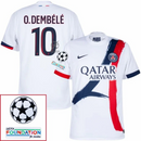 Paris Saint-Germain O.DEMBELE 10 Fan Jersey Away 2024/25 Patches UCL UEFA Foundation (Official Printing)