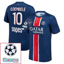 Paris Saint-Germain O.DEMBELE 10 Fan Jersey Home 2024/25 Patches UCL UEFA Foundation (Official Printing)
