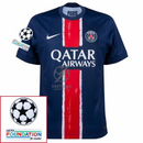 Paris Saint-Germain O.DEMBELE 10 Fan Jersey Home 2024/25 Patches UCL UEFA Foundation (Official Printing)