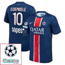 Paris Saint-Germain O.DEMBELE 10 Fan Jersey Home 2024/25 Patches UCL UEFA Foundation (Official Printing)