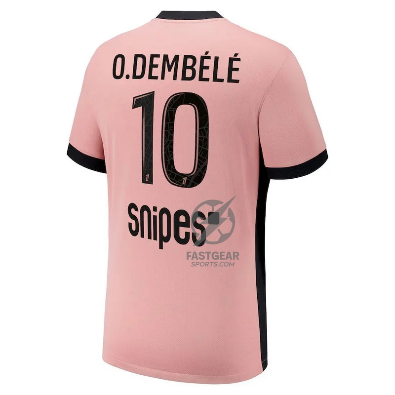 Paris Saint-Germain O.DEMBELE 10 Fan Jersey Third Jordan 2023/24 Patches UCL UEFA Foundation (Official Printing)
